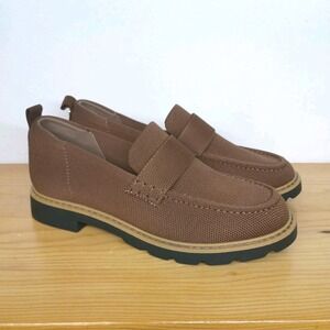 Taryn Rose Brown Fabric Penny Loafers Women's Size 7 Business Casual Shoes